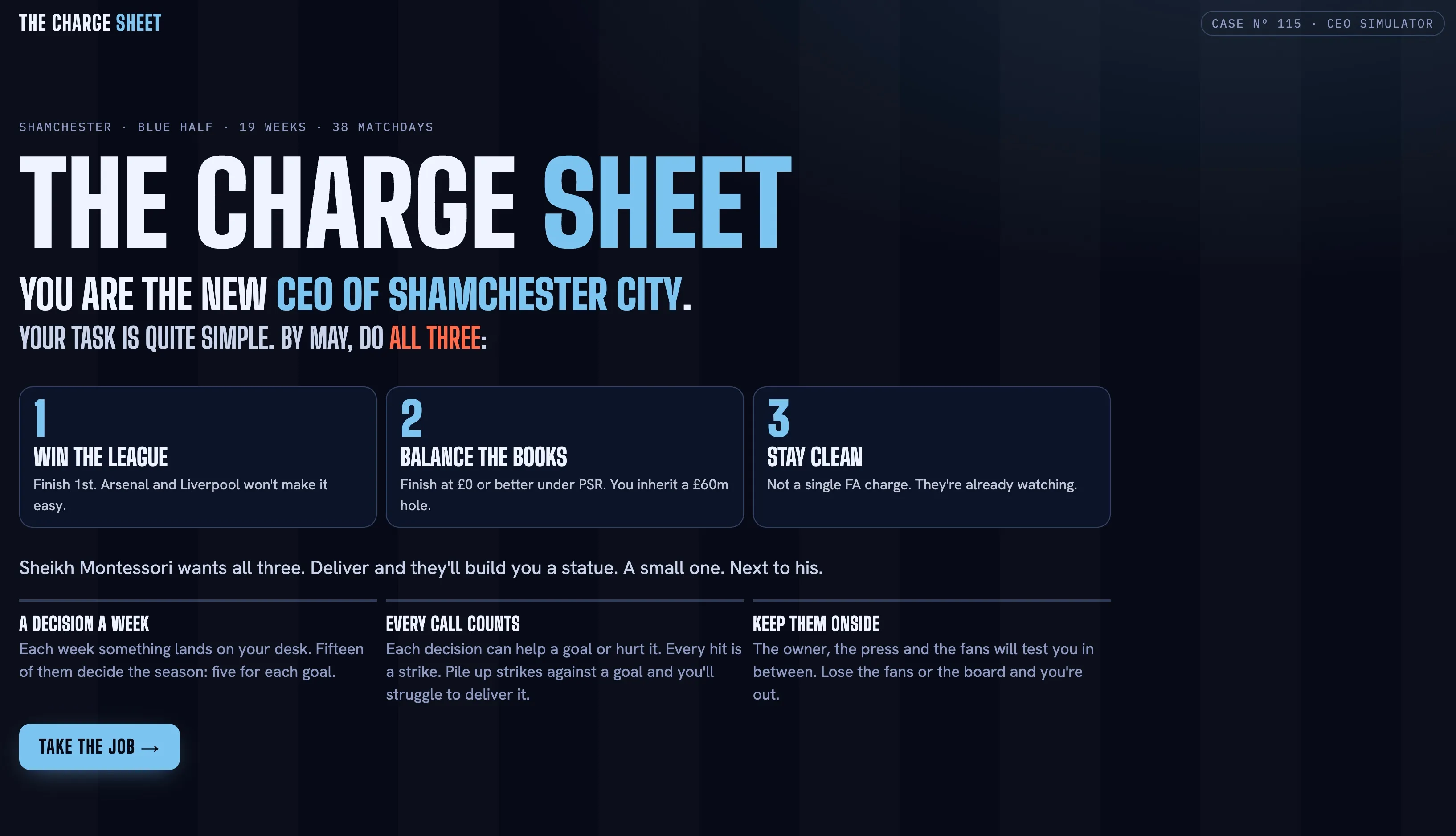 Personal project — The Charge Sheet